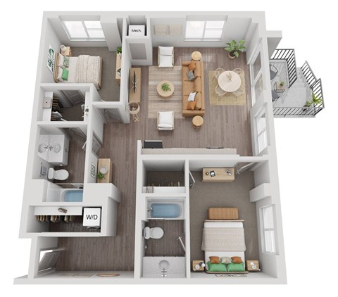a floor plan of a 1 bedroom apartment at the crossings at white marsh apartments in white marsh
